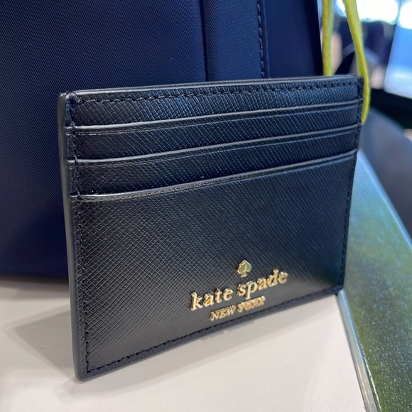 Kate Spade Madison Saffiano Leather Small Slim Card Holder
COLOR: Black 
NWT - Picture 5 of 16